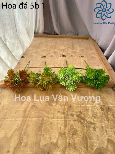 Hoa đá 5b 1 - trắng - Hoa đá - Hoa Lụa Vân Vượng