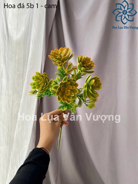 Hoa đá 5b 1 - cam - Hoa đá - Hoa Lụa Vân Vượng