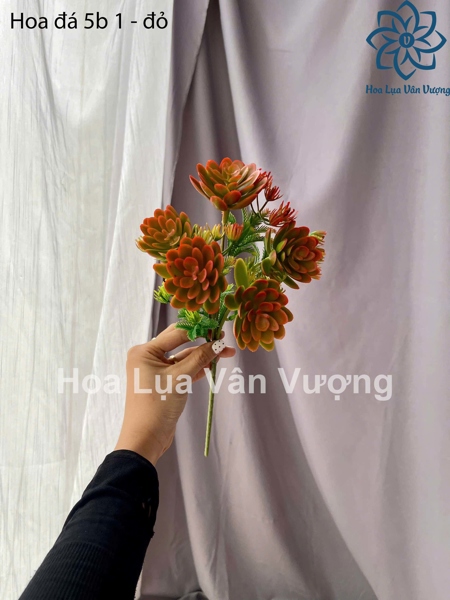 Hoa đá 5b 1 - đỏ - Hoa đá - Hoa Lụa Vân Vượng
