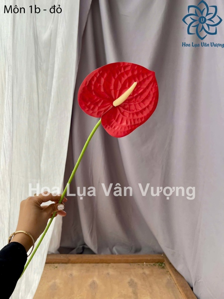 Môn 1b - đỏ - Hoa cành dài - Hoa Lụa Vân Vượng