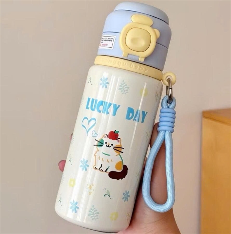 Bình giữ nhiệt Happy-Lucky +ống hút 500ml