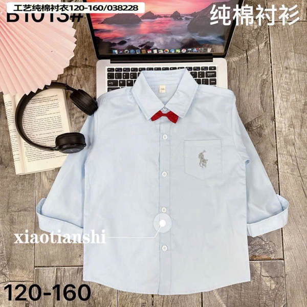 AT137 - 120/160 Áo sơ mi dài tay nơ Xanh