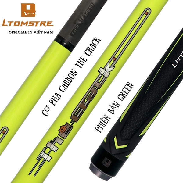 Cơ Phá Bida Ngọn Full Carbon The Crack Little Monster GREEN MÀU XANH NEON - Phiên Bản CLASSIC UV GRIP