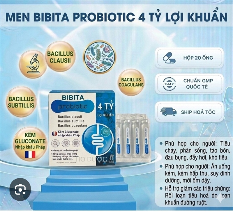 Men ống BIBITA probiotic 4 tỷ H/4 vỉ x 5 ống