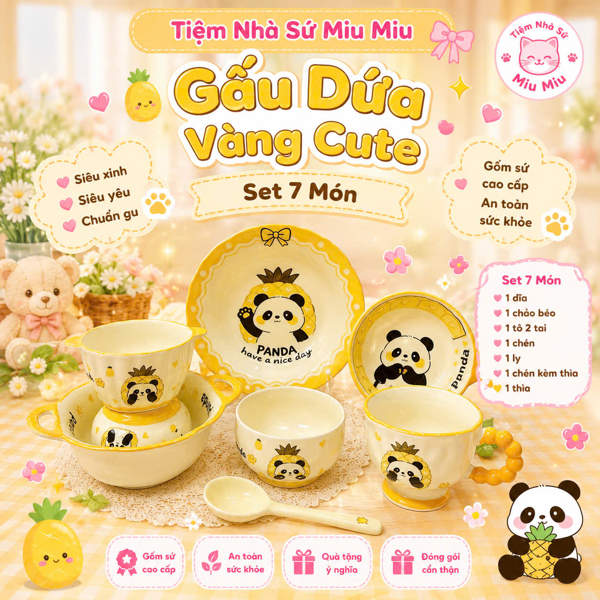BỘ GẤU DỨA VÀNG CUTE