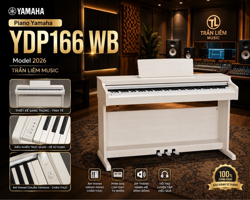 Đàn piano điện Yamaha kèm phụ kiện YDP-166WB //Y WITH BENCH + PA-300C //E
