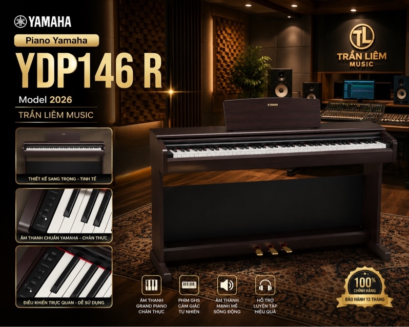 Đàn piano điện Yamaha kèm phụ kiện YDP-146R //Y WITH BENCH + PA-150B //E