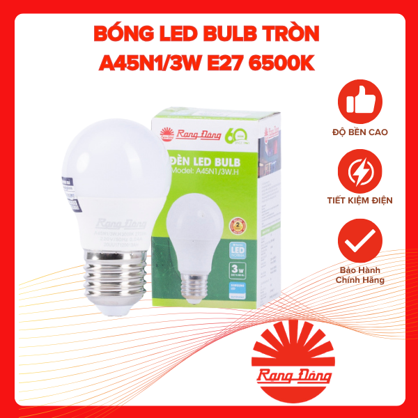 Bóng LED Bulb TRÒN A45N1 3W E27 6500K