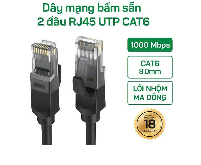 Dây mạng bấm sẵn 5M Cat6 Veggieg VE655 (FV)