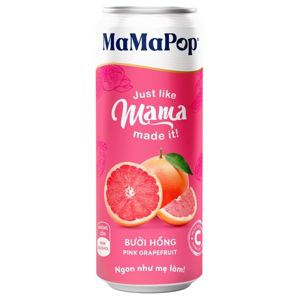 Nước trái cây có gas BƯỞI HỒNG Mamapop 330ml