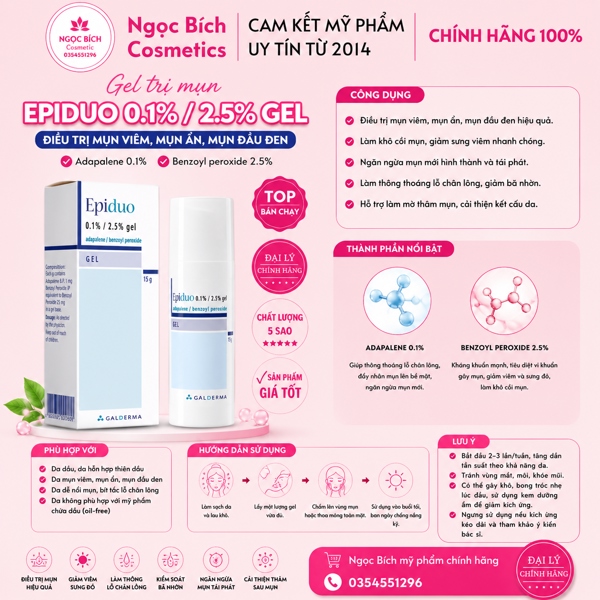 GEL TRỊ MỤN VIÊM MỤN ẨN EPIDUO 15G