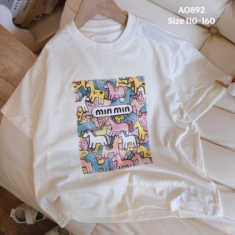 AO892 Áo thun minmin ngựa kem