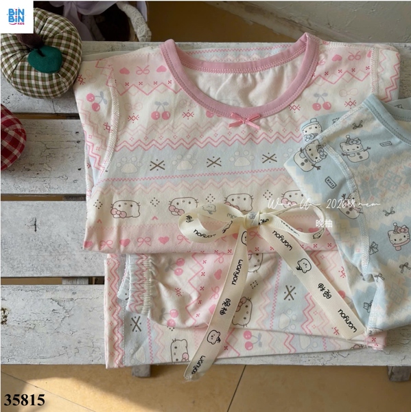 35815- Bộ Wan DT kitty thổ cẩm hồng