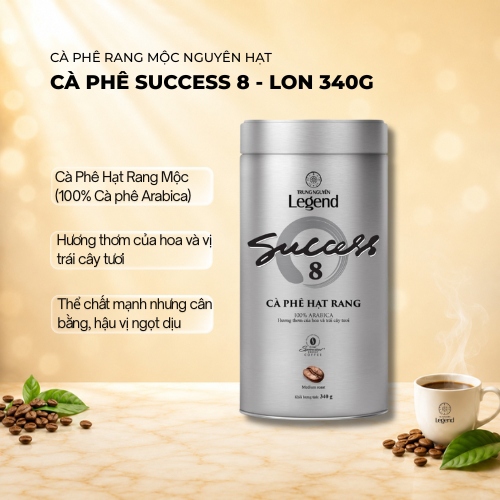 Cà Phê Hạt Mộc Legend Success 8 lon 340g