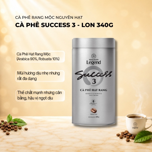 Cà Phê Hạt Mộc Legend Success 3 lon 340g