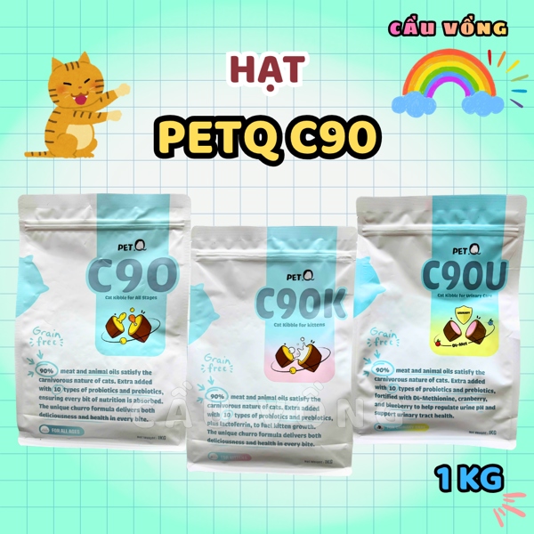 [Hỏa Tốc] Tặng 50g_Hạt cho mèo PetQ CHURRO C90 nhân thịt dinh dưỡng - Túi 1kg