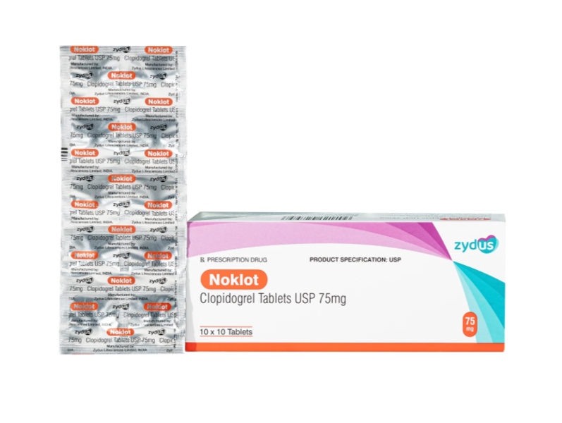 Noklot clopidogrel 75mg cadila pharm (h/100v)