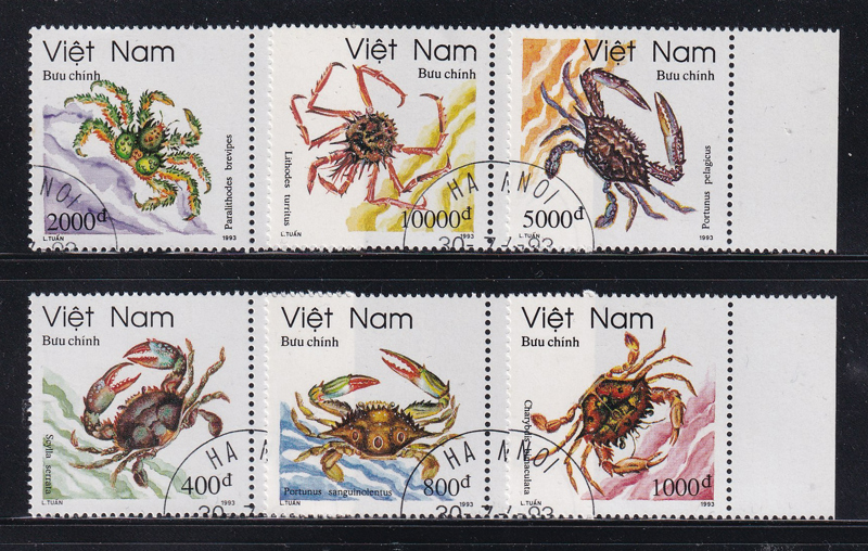 Bộ 6 Tem Bưu Chính Việt Nam - Cua Nước Mặn 1993 (6) | Used/CTO