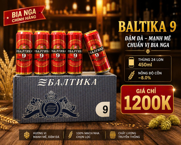 Bia Nga BALTIKA số 9 Lon 450ml 8%
