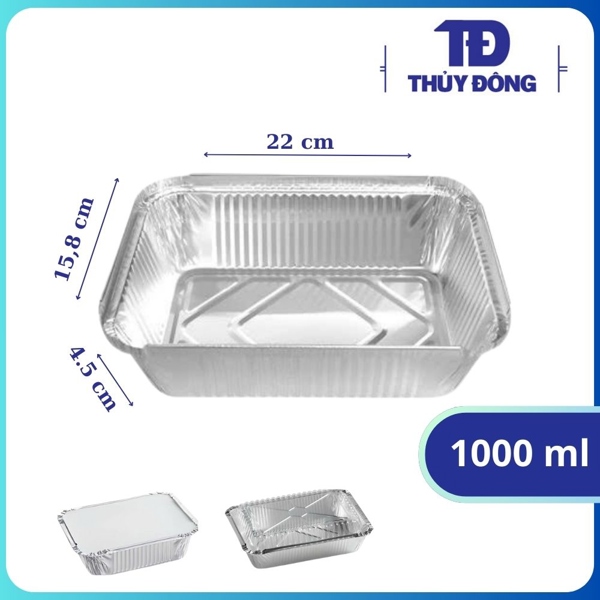 Hộp giấy bạc 1000ml + nắp nhựa