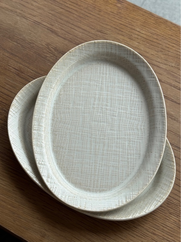 Dĩa Oval - Linen - Trắng - 23.2 x 17.2 x 1.9cm