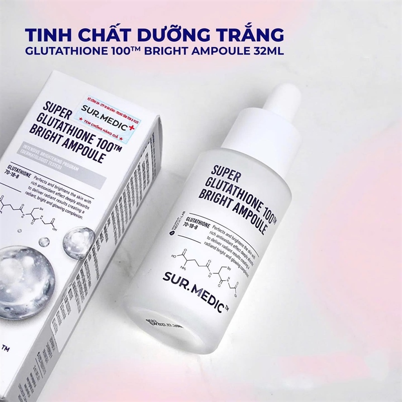 Huyết thanh truyền trắng Sur.Medic Super glutathione 100 bright 32ml