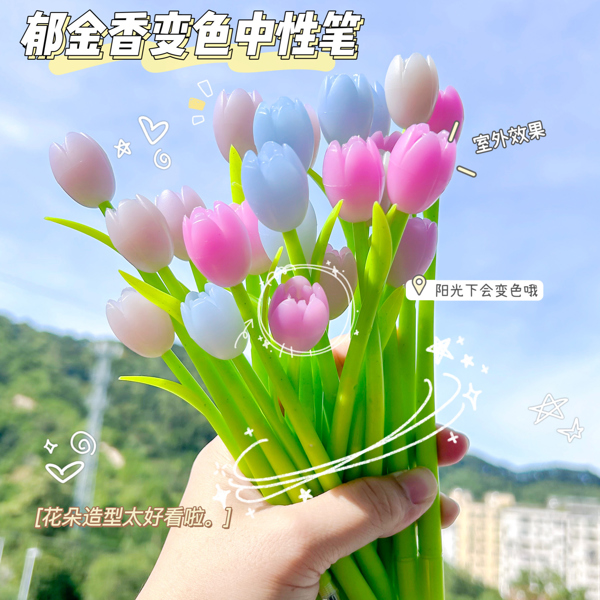 Bút bi dẻo hình hoa tuylip đổi màu