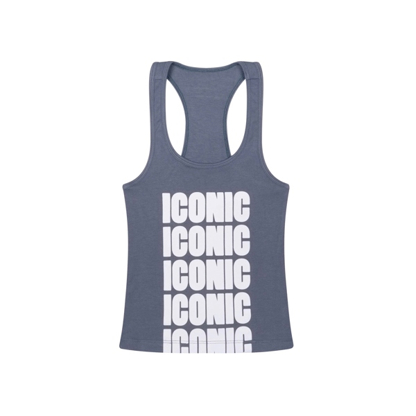 Áo Tank Top TWENTI Thun Rib Mỏng In Iconic - Xanh tím in trắng - Freesize