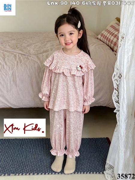 35872 Bộ Thun TD Cổ Bèo Hoa Đính KITTY