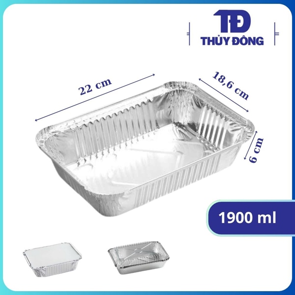 Hộp giấy bạc 1900ml + nắp giấy bạc
