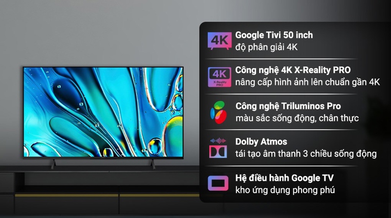 Google Tivi Sony 4K 50 inch K-50S30 2024 Malaysia