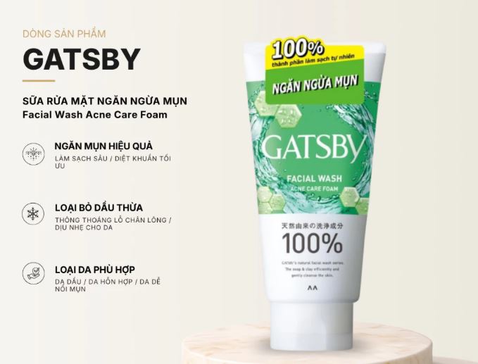 Sữa Rửa Mặt Nam Gatsby Ngăn Ngừa Mụn (Indonesia) 130g
