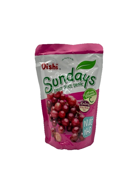Nước Trái cây Oishi Sundays hương nho - Thùng 50 gói x 180ml