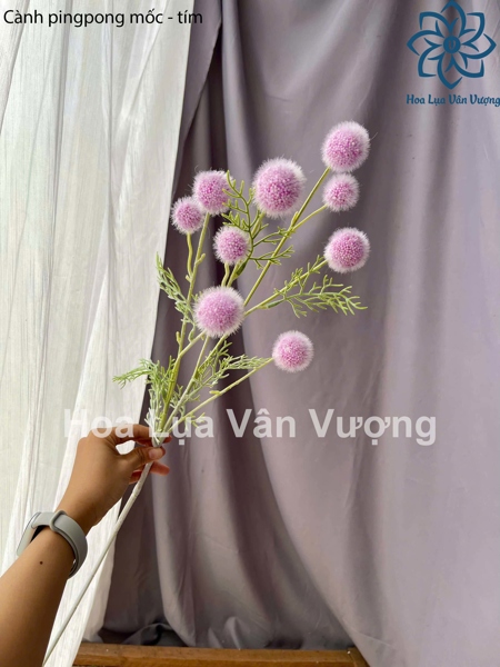 Cành pingpong mốc - tím - Hoa cành dài - Hoa Lụa Vân Vượng