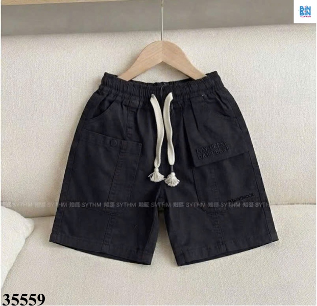35559-Quần short đen lửng dây rút