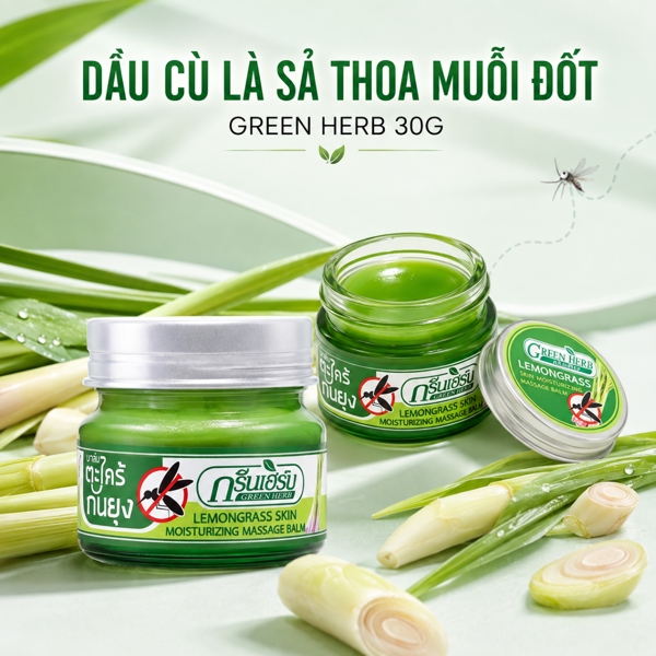 Dầu Cù Là Sả Thoa Muỗi Đốt Green Herb 30g