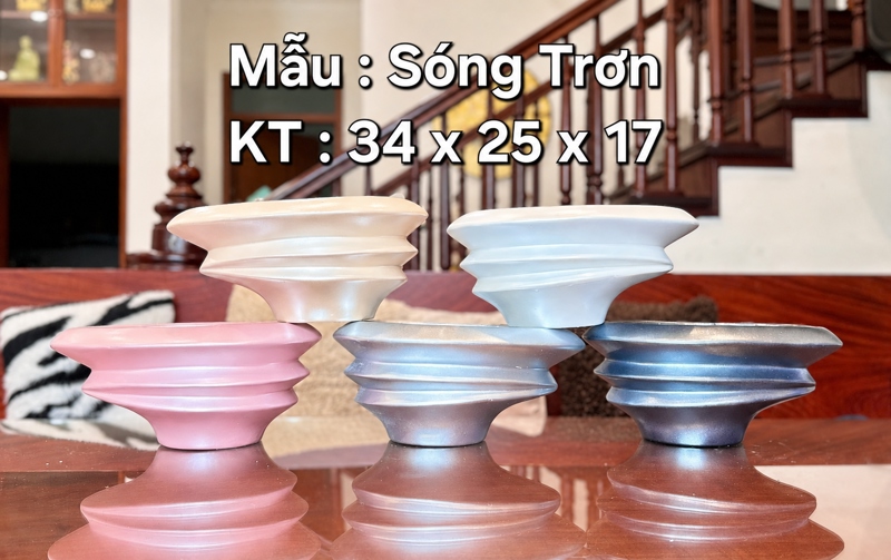 Sóng Trơn - Bạc - Lọ hoa - Hoa Lụa Vân Vượng