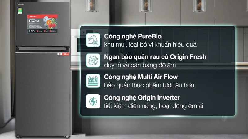 Tủ lạnh Toshiba Inverter 411 lít GR-RT559WE-PMV(58)-MM Thái Lan