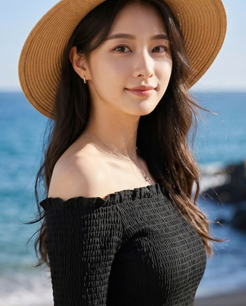 M0130NEW - Áo nhún trễ vai tay loe đen