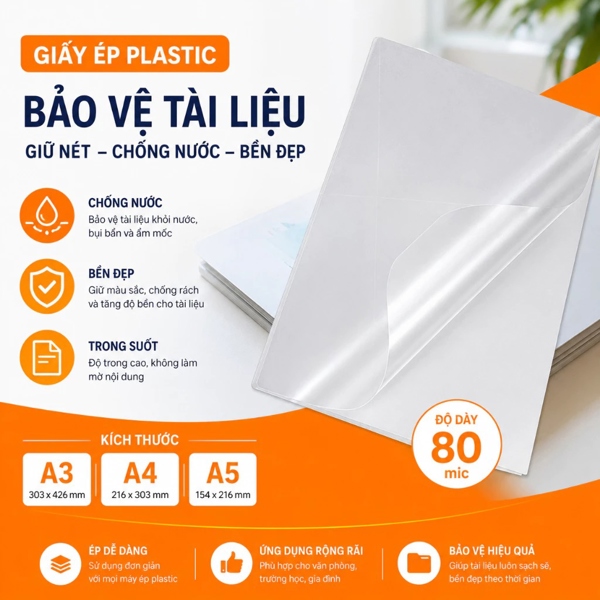 Giấy ép plastic A3 80mic TCT