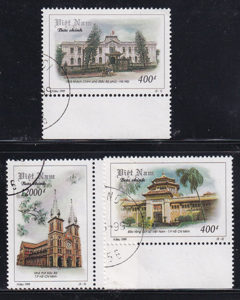 Bộ 3 Tem Bưu Chính Việt Nam - Kiến Trúc Việt Nam 1999 (3) | Used/CTO