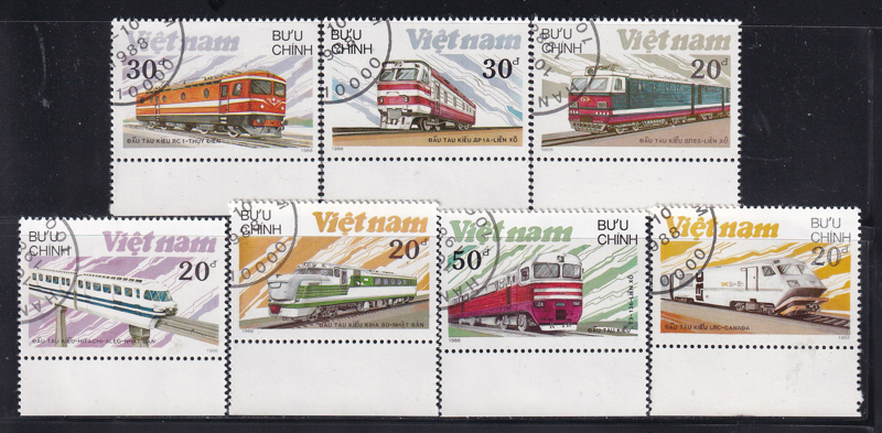 Bộ 6 Tem Bưu Chính Việt Nam - Đầu Máy Xe Lửa Hiện Đại 1988 (6) | Used/CTO