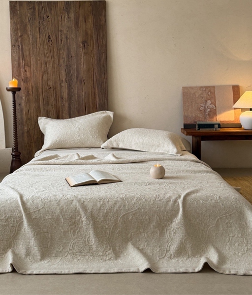Bộ ga "Dao Trì" | Cotton Linen - 3 món - Dệt hoa văn cổ điển - CK10
