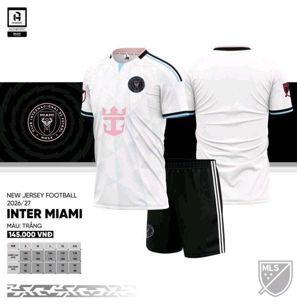 Bộ bóng đá CLB Miami - Trắng