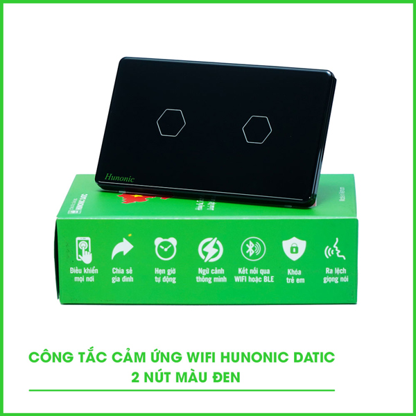 Công Tắc Cảm Ứng 2 Nút Wifi Hunonic Datic