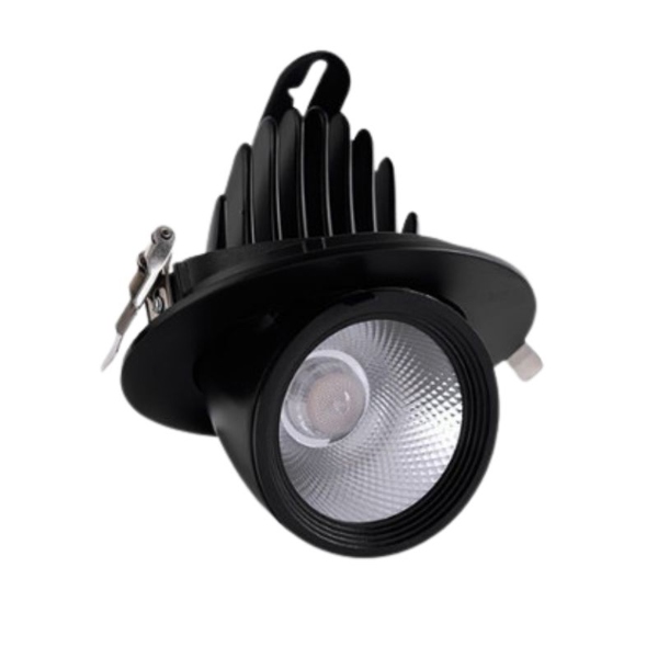 Đèn Led âm trần Spotlight đế xoay 360 độ 10W, lỗ khoét 75mm, vỏ đen