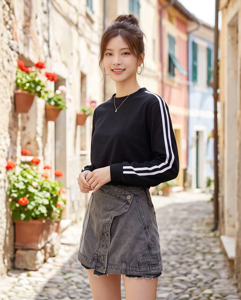 M4335NEW - Áo thun tay dài form rộng ngắn