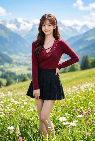 M7635NEW -Áo thun kiểu tay dài đỏ