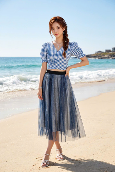 M9430SI - Áo kiểu croptop cột nơ sau lưng