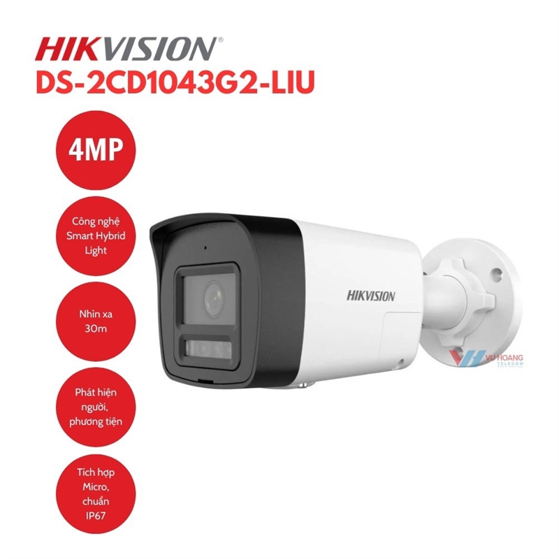 Camera IP 4MP thân trụ HIKVISION DS- 2CD1043G2-LIU